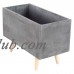 Decmode Set of 2 contemporary 17 and 21 inch dark gray fiber clay and beech wood rectangular box planters, Dark Gray   566921488